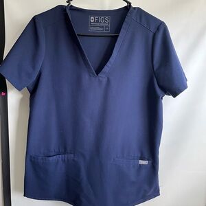 FIGS Navy V-Neck Short Sleeve Scrub Top
